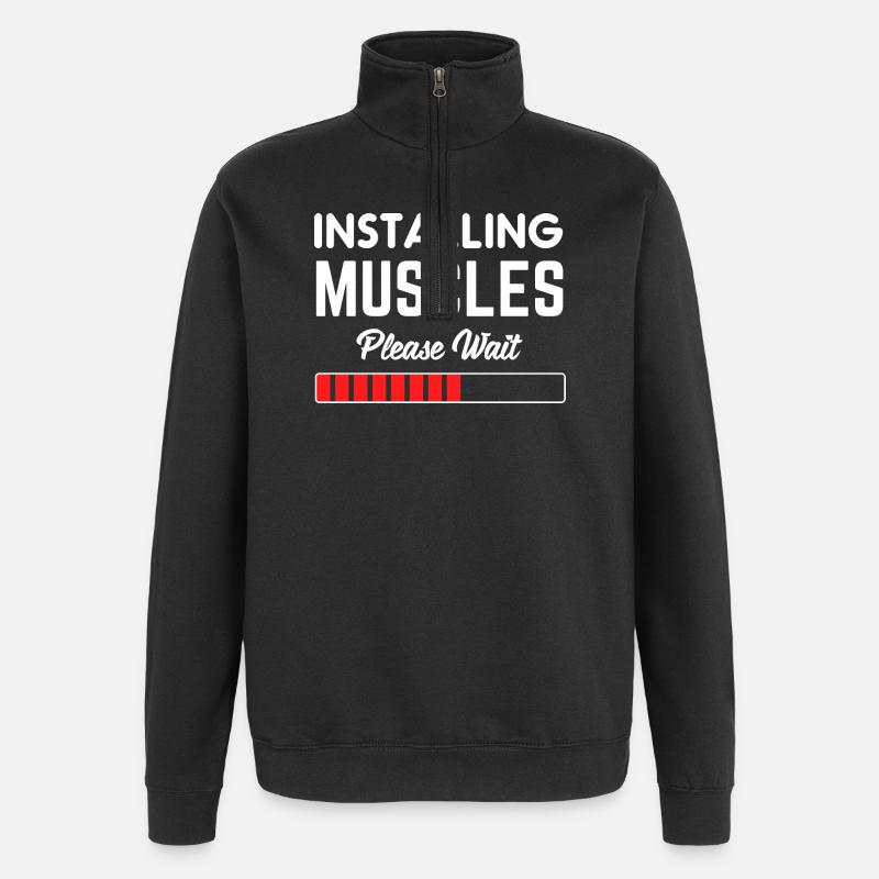 Installing Muscles Please Wait - Quarter-Zip Sweatshirt - black