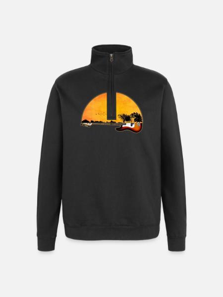 nature guitar - Quarter-Zip Sweatshirt - black