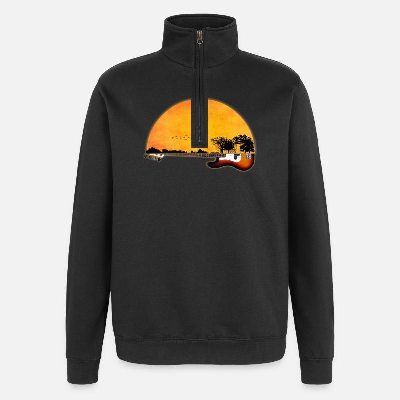 nature guitar - Quarter-Zip Sweatshirt - black