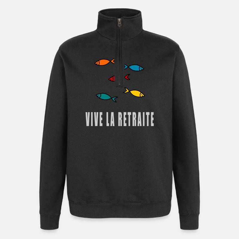 RETRAITE. BONNE RETRAITE. JOYEUSE RETRAITE - Sweat à zip 1/4 - noir