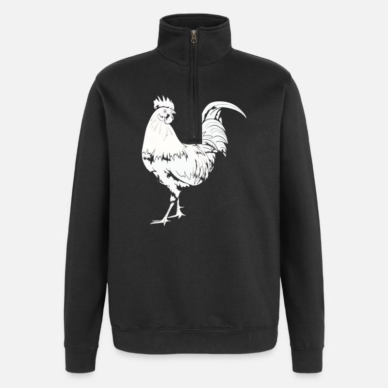 Hahn Huhn Gockel - Quarter-Zip-Sweatshirt - Schwarz