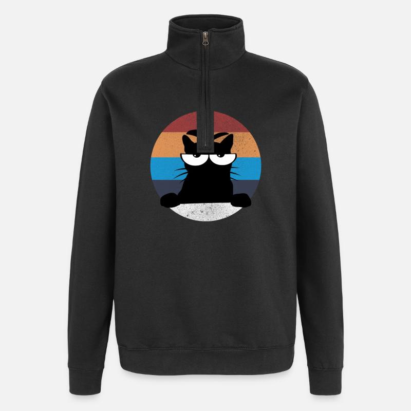 Grumpy Katze - Quarter-Zip Sweatshirt - black