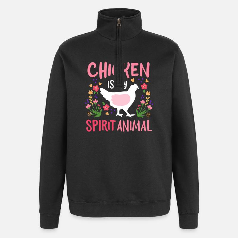 Poules Poules Élevage de poulets - Sweat à zip 1/4 - noir