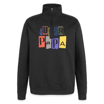 SUPER PAPA anonymous raven spy lettering - Quarter-Zip Sweatshirt - black - Front - AI Model Female 172 light (172cm) & AI Model Male 178 dark (178cm)