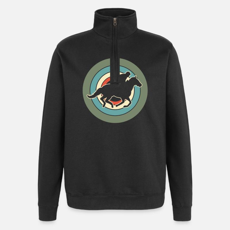 Cavalier Cavalier Equestre Rétro - Sweat à zip 1/4 - noir