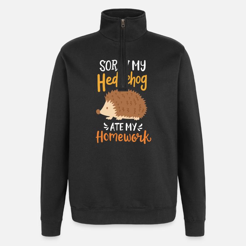 Hedgehog Pupil School - Quarter-Zip Sweatshirt - black