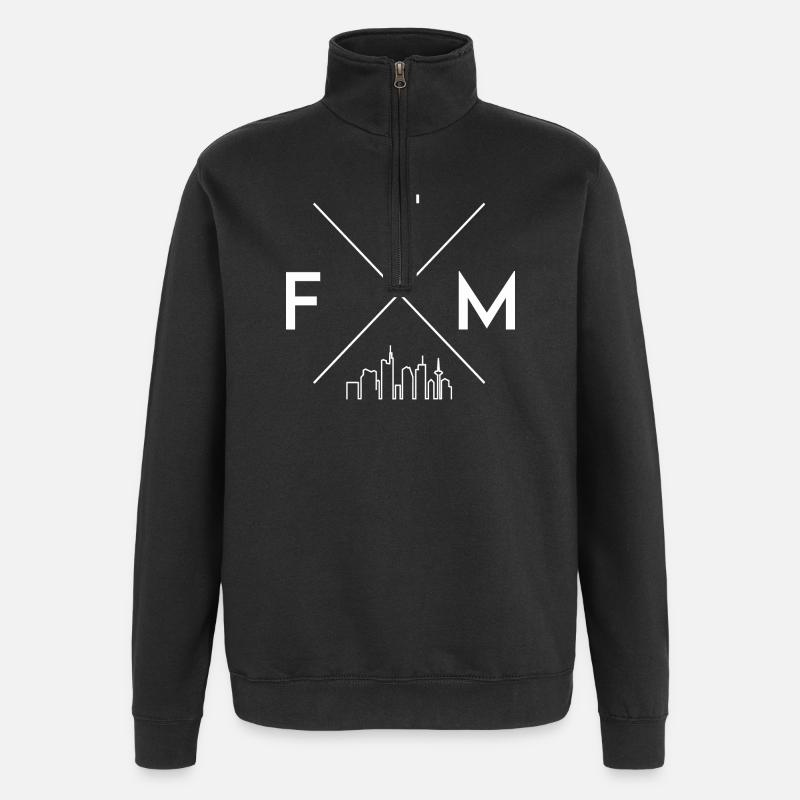 Frankfurt und die Skyline - Quarter-Zip-Sweatshirt - Schwarz