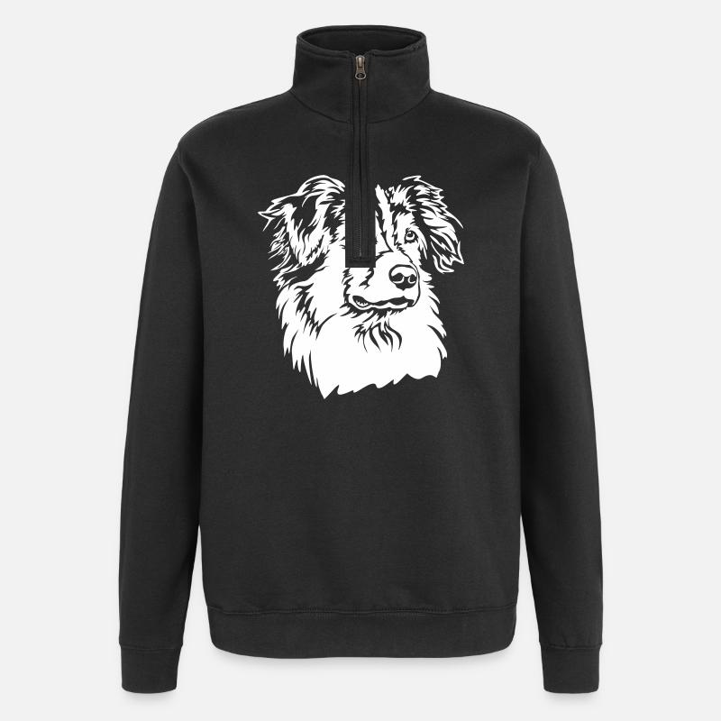 Australian Shepherd Head "Black Edition" - Quarter-Zip Sweatshirt - black