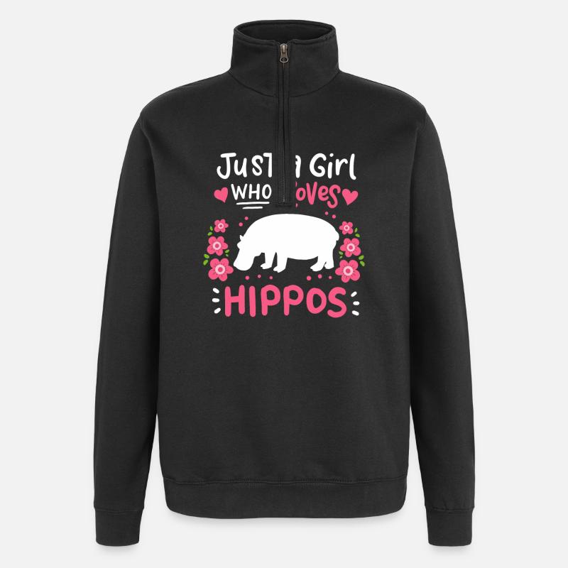 Hippo Hippo Hippo Hippo Amoureux - Sweat à zip 1/4 - noir