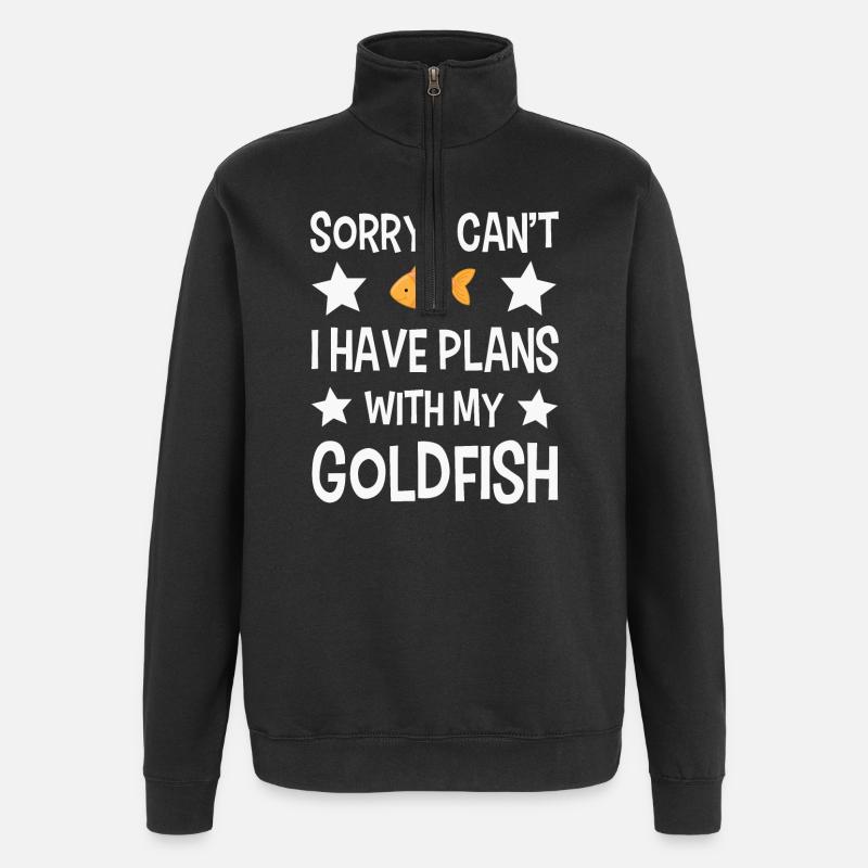 Poisson rouge - Sweat à zip 1/4 - noir