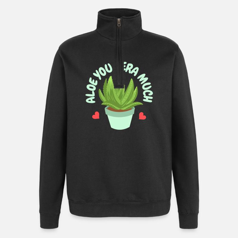 Aloe Vera Succkulente - Sweat à zip 1/4 - noir