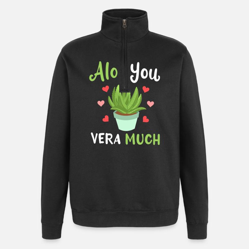 Aloe Vera Succkulente - Sweat à zip 1/4 - noir