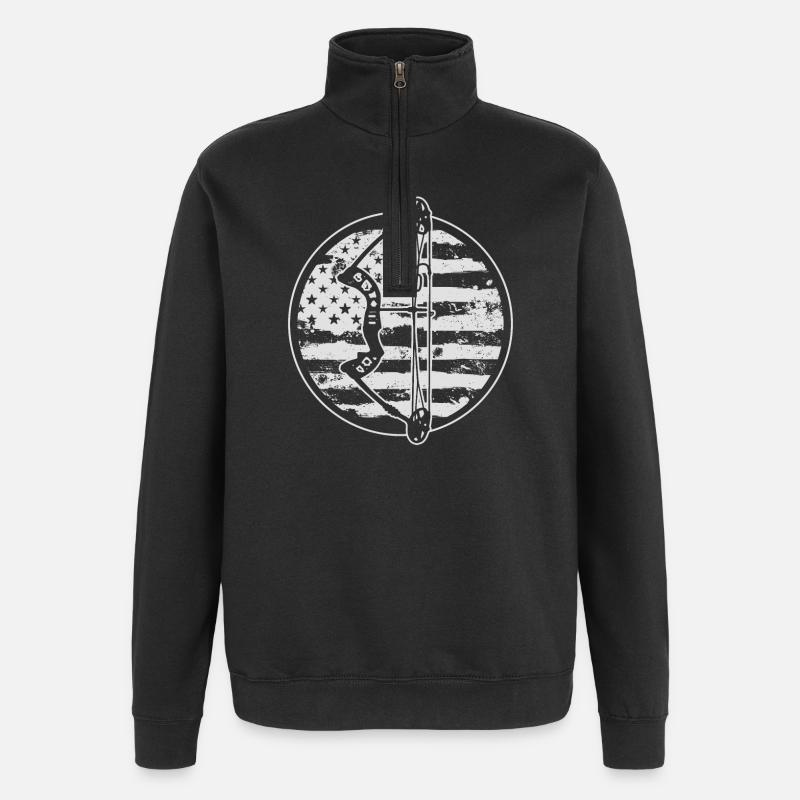 Archery Archer American Flag - Quarter-Zip Sweatshirt - black