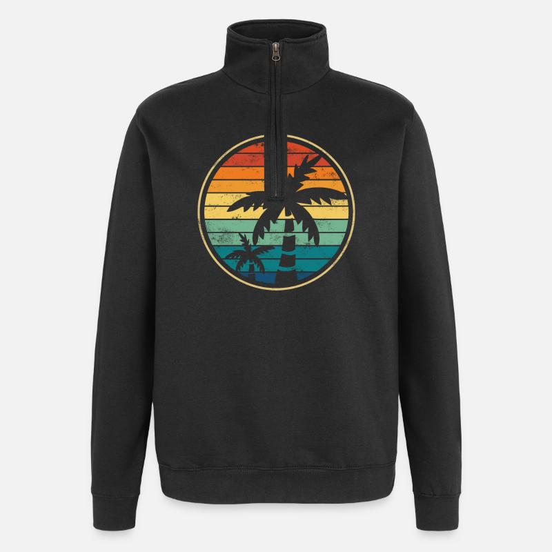 Palme Palmen Strand - Quarter-Zip-Sweatshirt - Schwarz