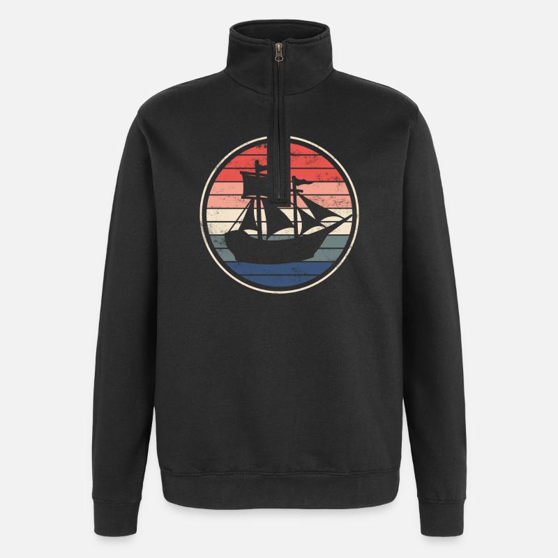 Bateau voilier - Sweat à zip 1/4 - noir
