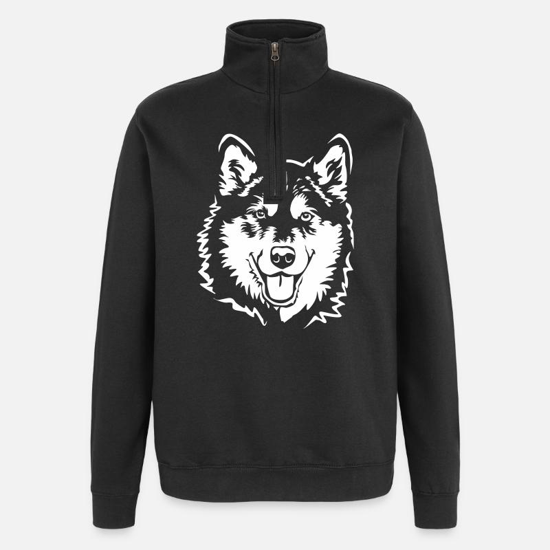 Alaskan Malamute head "Black Edition" - Quarter-Zip Sweatshirt - black