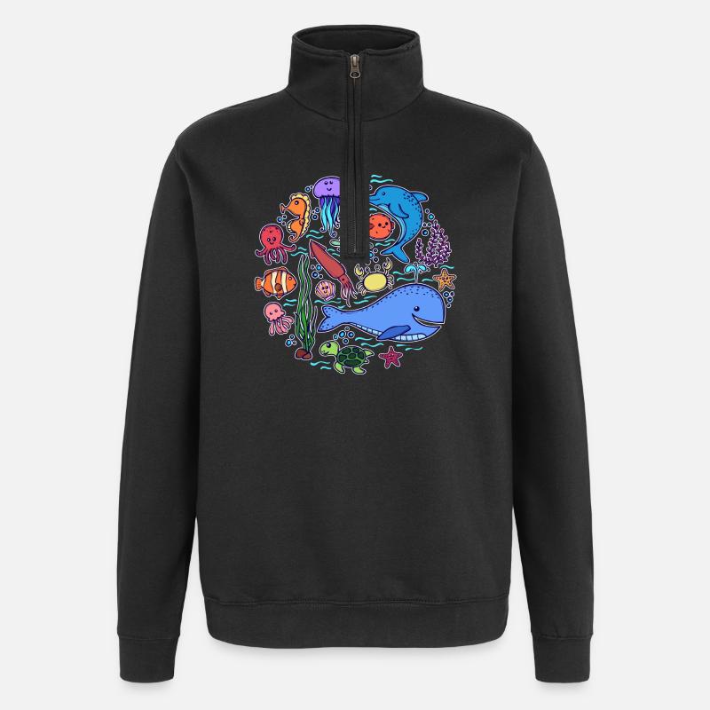 Fisch Blauwal Tier Lebewesen Tierwelt - Quarter-Zip-Sweatshirt - Schwarz