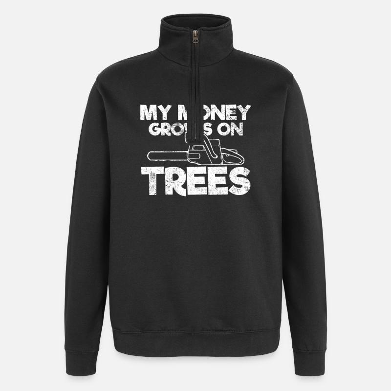 Bäume Baumpfleger Kettensäge - Quarter-Zip-Sweatshirt - Schwarz
