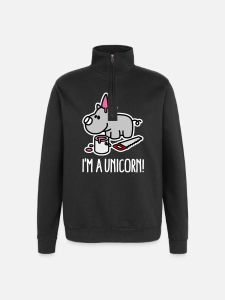 I'm a unicorn rhino funny chubby BBW Plus Size - Quarter-Zip Sweatshirt - black