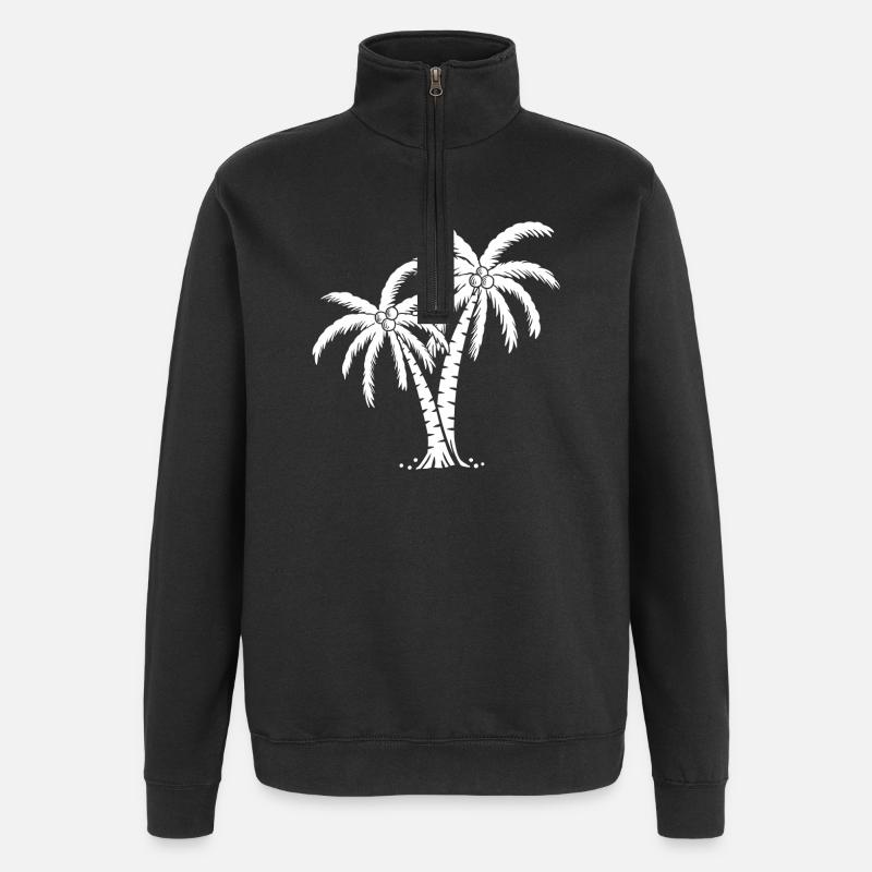 Palmier - Sweat à zip 1/4 - noir