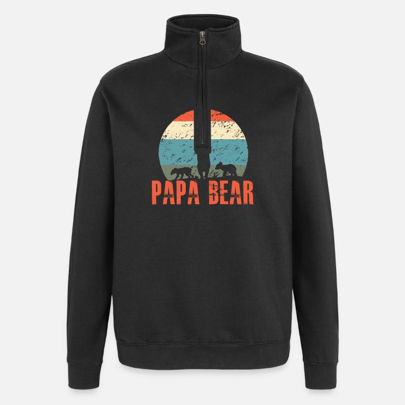 Papa bear - Sweat à zip 1/4 - noir