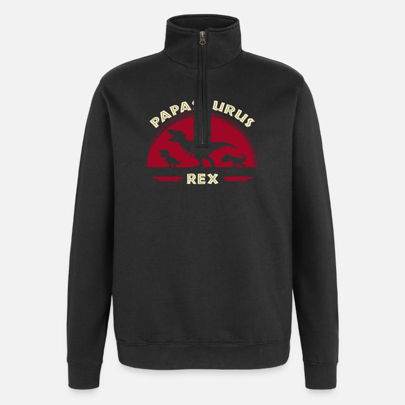 Papasaurus Dinosaurier Papa - Quarter-Zip-Sweatshirt - Schwarz