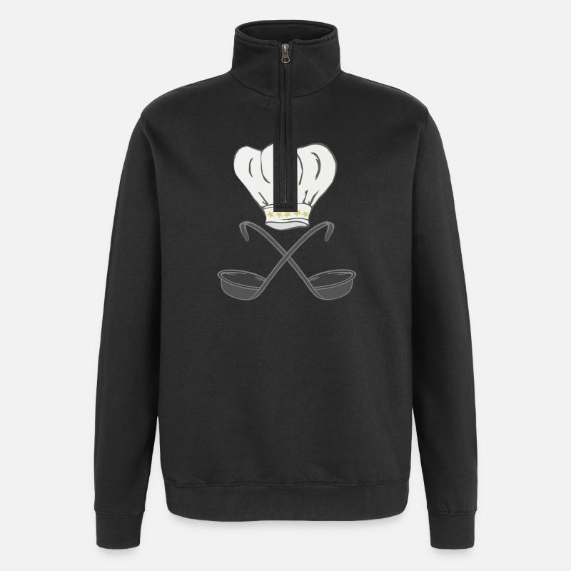 kochmütze mit suppenkellen, kochen - Quarter-Zip-Sweatshirt - Schwarz
