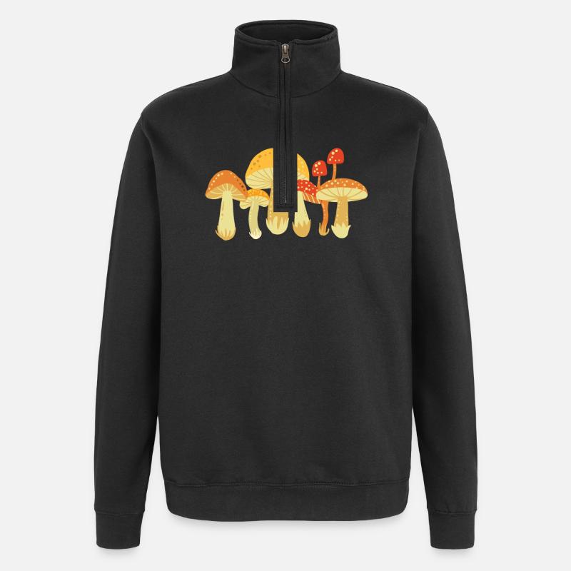 Mycologie des champignons - Sweat à zip 1/4 - noir