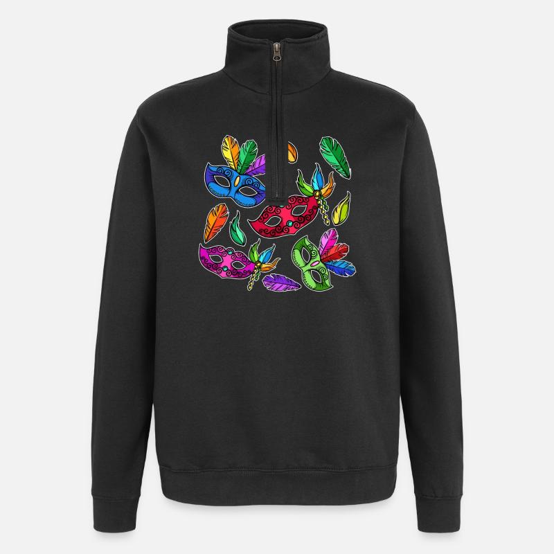 Kostüm Masken Karneval Fasching - Quarter-Zip-Sweatshirt - Schwarz