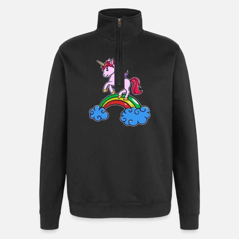 Einhorn Cool Tier - Quarter-Zip-Sweatshirt - Schwarz