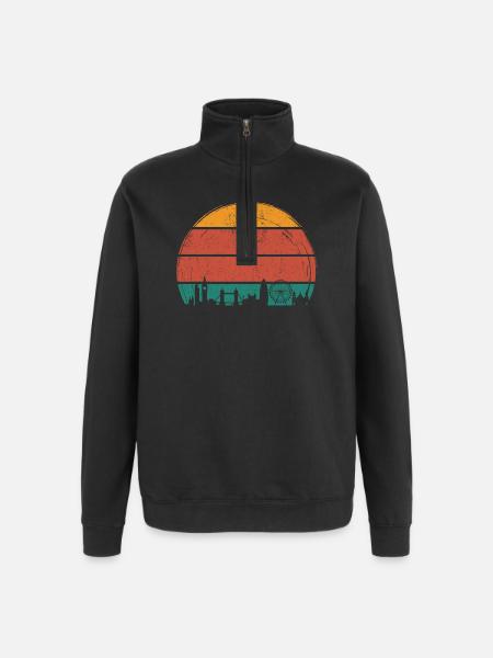 Sunset Skyline Silhouette - Quarter-Zip Sweatshirt - black