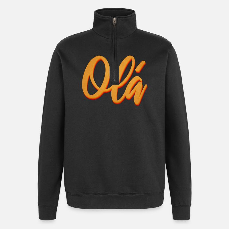 Olá Orange Script Tee - Quarter-Zip-Sweatshirt - Schwarz