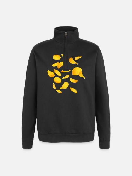 bright gold potato chips - Quarter-Zip Sweatshirt - black