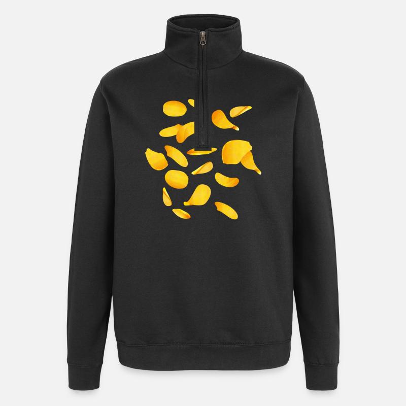 bright gold potato chips - Quarter-Zip Sweatshirt - black