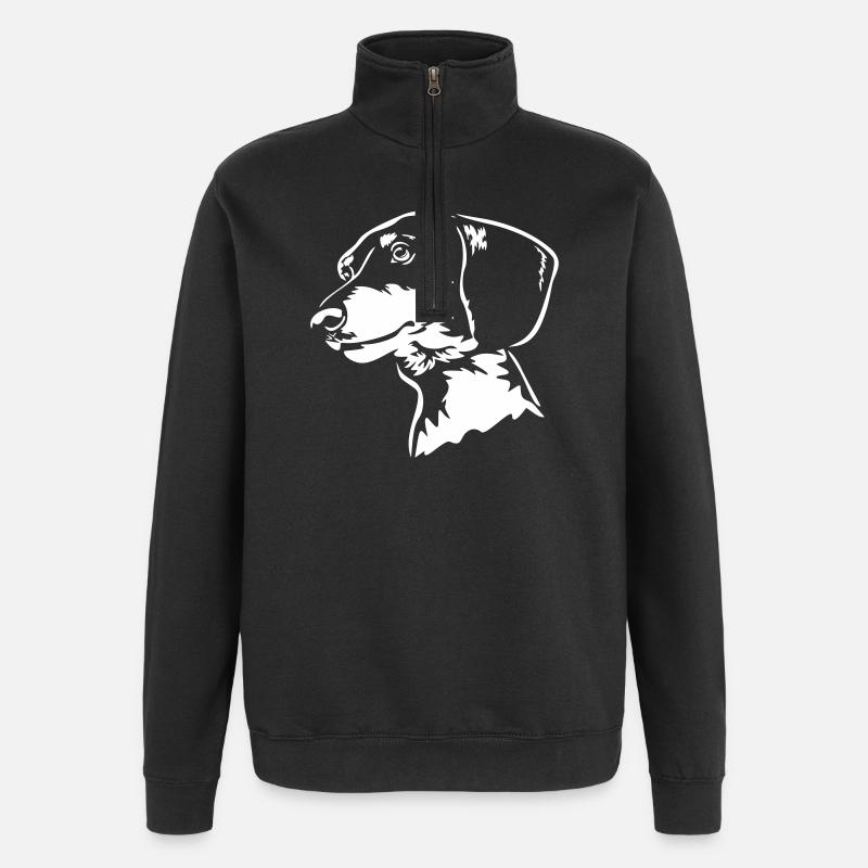 Tête de teckel « Black Edition » - Sweat à zip 1/4 - noir