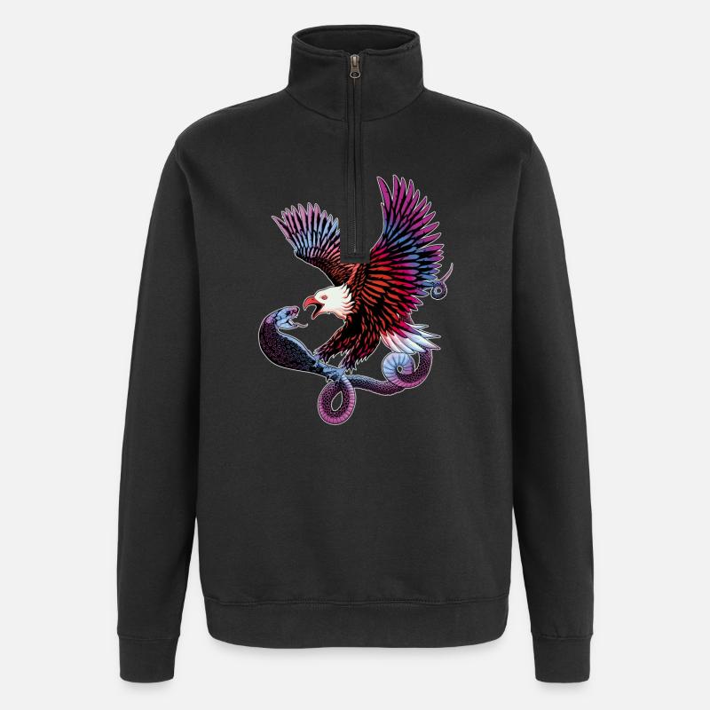 Aigle et serpent - Sweat à zip 1/4 - noir