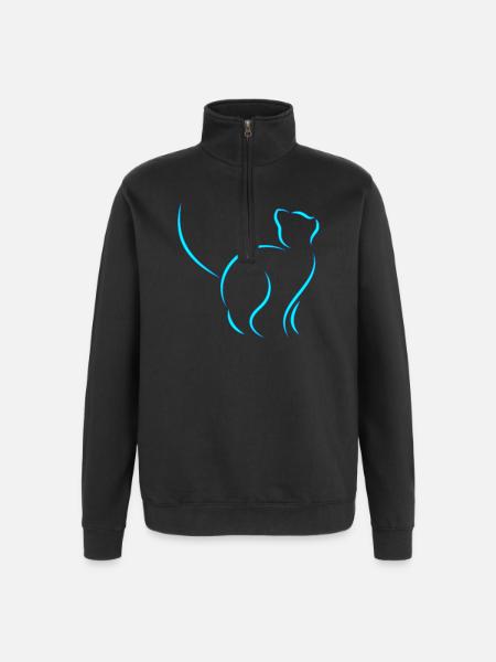 chat - Sweat à zip 1/4 - noir