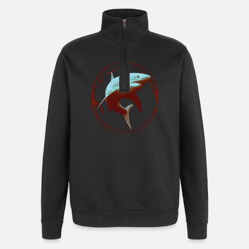 Grand Requin Blanc - Sweat à zip 1/4 - noir