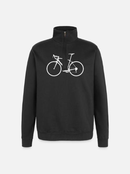 Minimal Bicycle Line Art - Quarter-Zip Sweatshirt - black