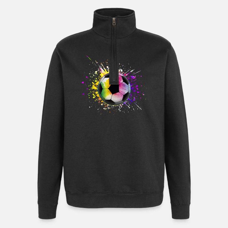 Bunter Fußball Regenbogenfarben - Quarter-Zip-Sweatshirt - Schwarz