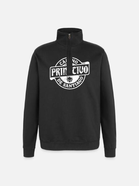 Camino Primitivo Pilgrim's Stamp | Santiago - Quarter-Zip Sweatshirt - black