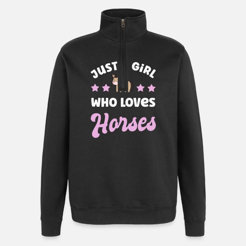 Pferd Pferde - Quarter-Zip-Sweatshirt - Schwarz