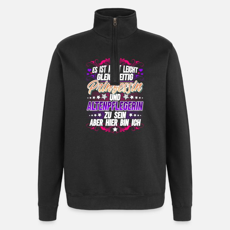 Altenpflegerin Prinzessin - Quarter-Zip-Sweatshirt - Schwarz