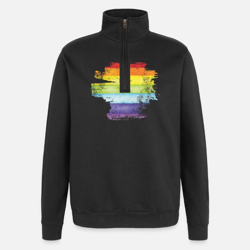 Stolz Pinsel Regenbogen - Quarter-Zip-Sweatshirt - Schwarz