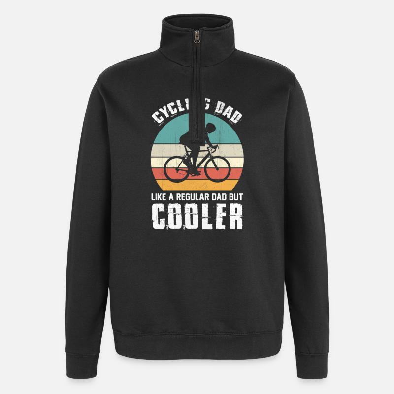 Fahrradfahrender Vater - Quarter-Zip-Sweatshirt - Schwarz