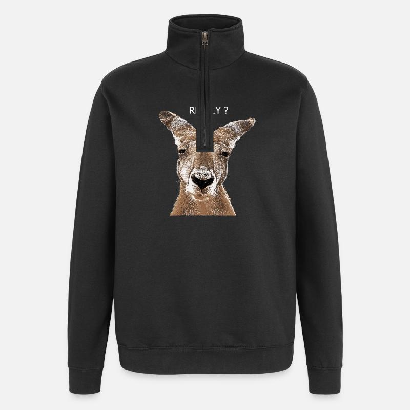 Känguru really - Quarter-Zip-Sweatshirt - Schwarz