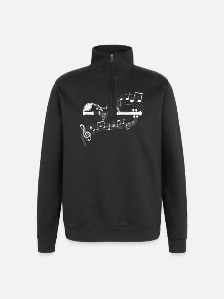Violin with flowing notes - Quarter-Zip Sweatshirt - black