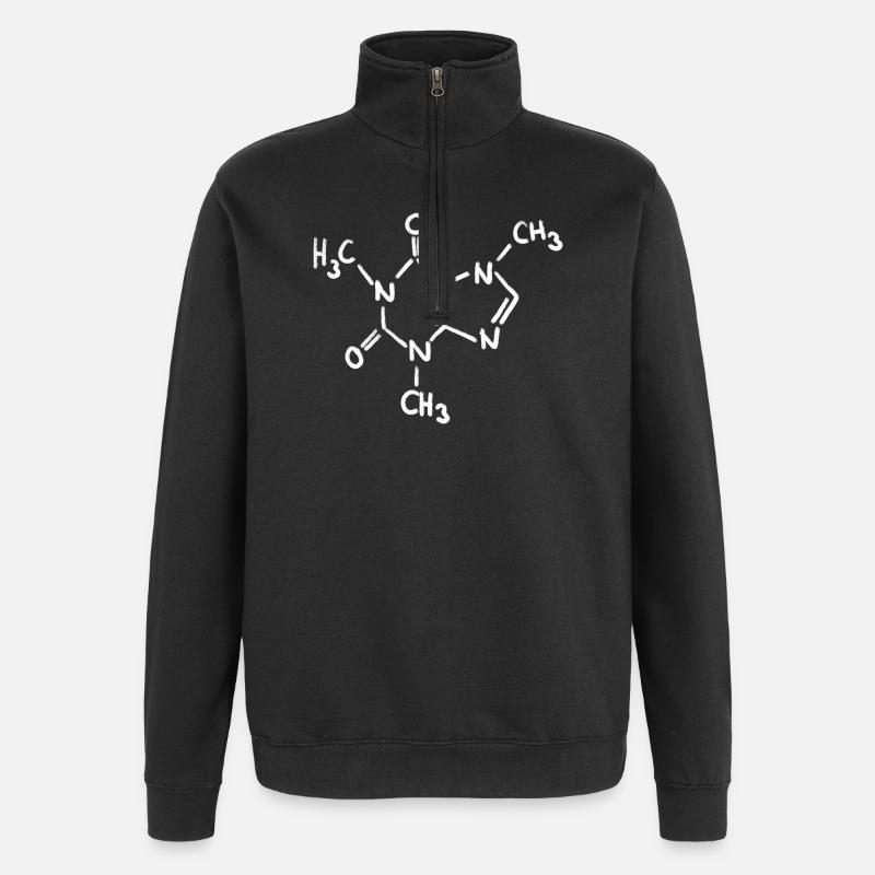 Koffein Kreide Molekül - Quarter-Zip-Sweatshirt - Schwarz