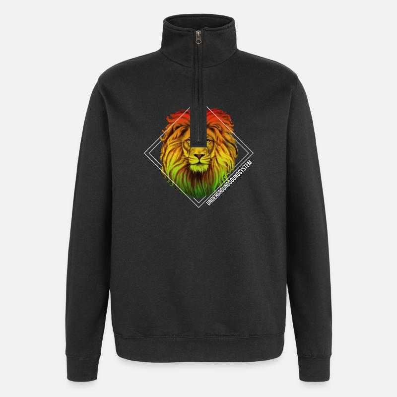 Rainbow Lion Diamond Pattern - Quarter-Zip Sweatshirt - black
