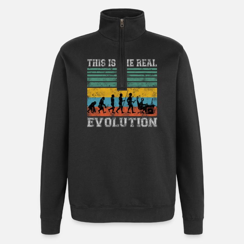 Zocker Gamer Evolution Shirt Geschenk - Quarter-Zip-Sweatshirt - Schwarz